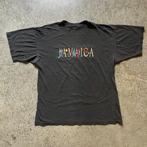 Vintage 90s single stitch black Jamaica embroidered T-shirt